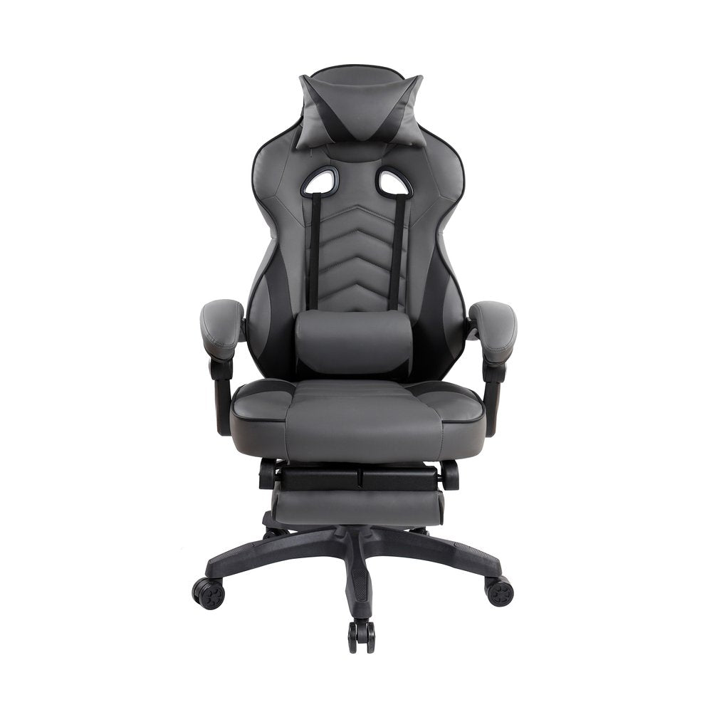 Gray Adjustable Height Swivel Rolling Racecar Executive Office Chair — view 2