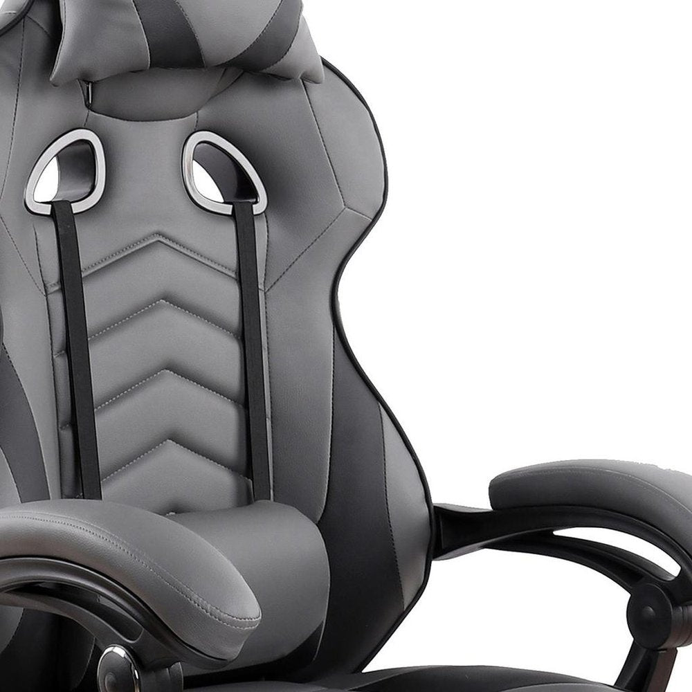 Gray Adjustable Height Swivel Rolling Racecar Executive Office Chair HomeRoots