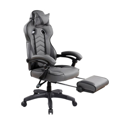 Gray Adjustable Height Swivel Rolling Racecar Executive Office Chair HomeRoots