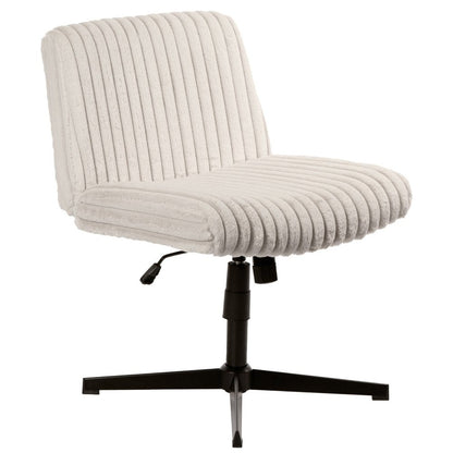 Ivory And Black Adjustable Height Faux Fur Swivel Rolling Gaming Chair HomeRoots