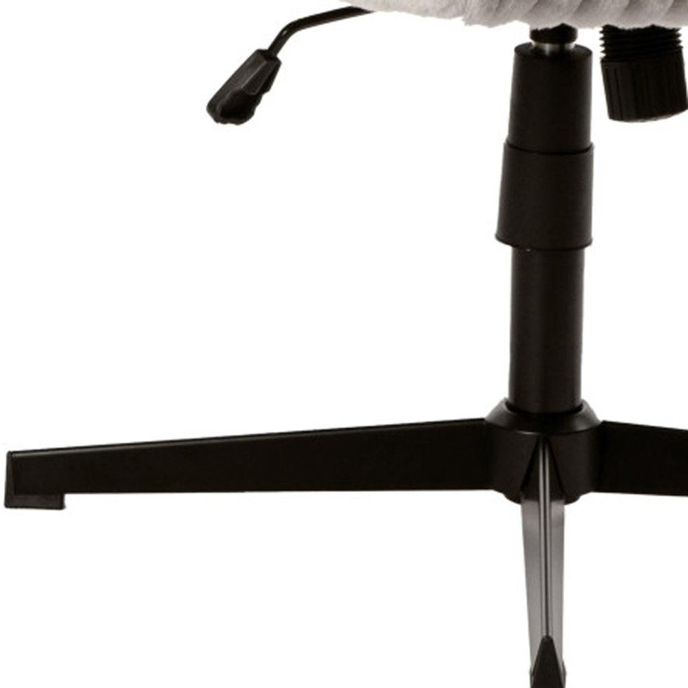 Ivory And Black Adjustable Height Faux Fur Swivel Rolling Gaming Chair — view 5