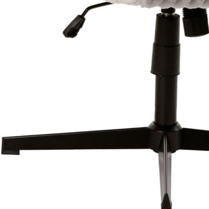 Ivory And Black Adjustable Height Faux Fur Swivel Rolling Gaming Chair HomeRoots