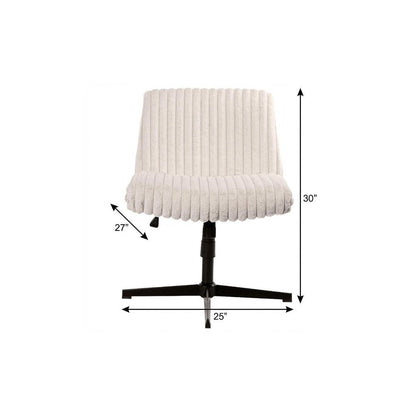 Ivory And Black Adjustable Height Faux Fur Swivel Rolling Gaming Chair HomeRoots