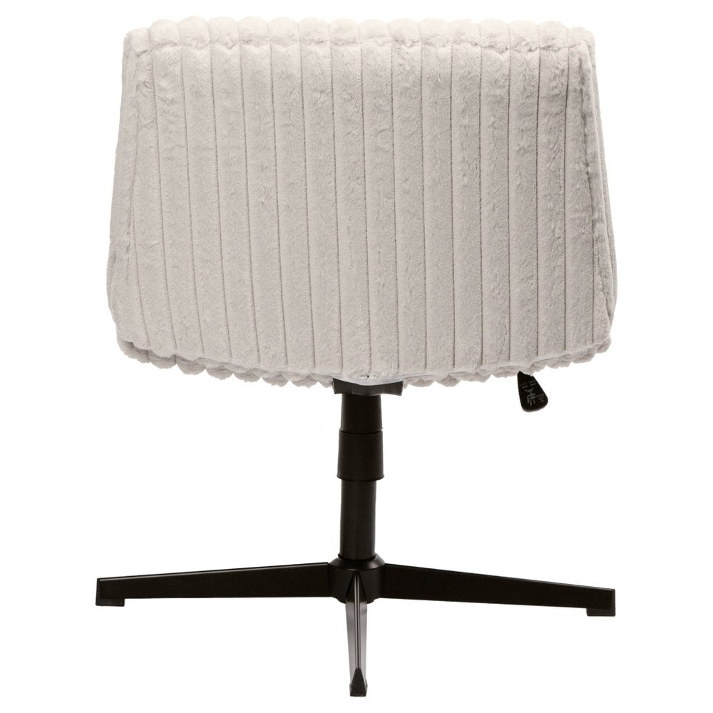 Ivory And Black Adjustable Height Faux Fur Swivel Rolling Gaming Chair HomeRoots