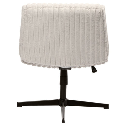 Ivory And Black Adjustable Height Faux Fur Swivel Rolling Gaming Chair HomeRoots