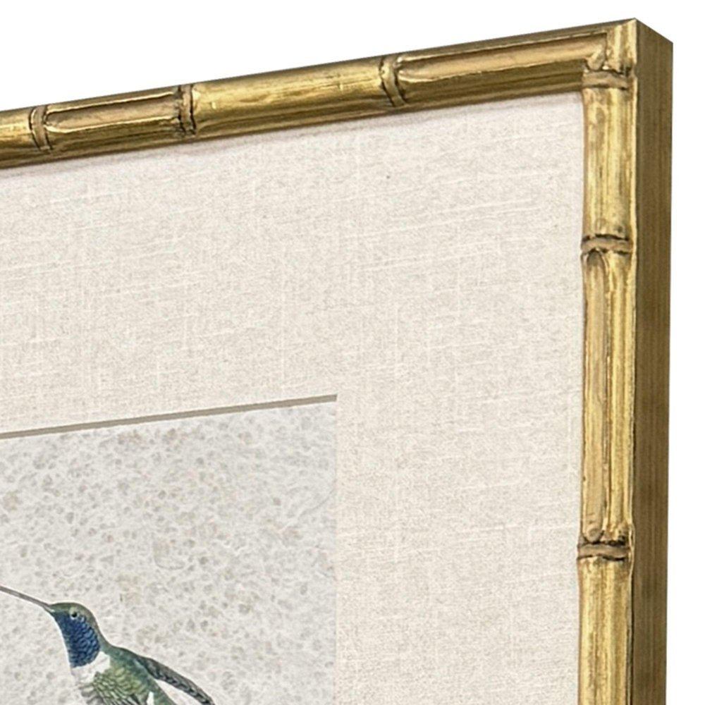 Set Of Four Antique Hummingbirds Set of Set Gold Framed Wall Art HomeRoots
