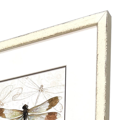 Set Of Four Golden Wings Set of Set Distressed White Framed Wall Art
