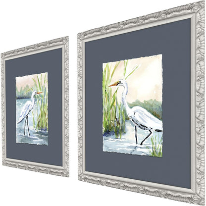 Set Of Two Wading in Shallows Set of Set Gray Framed Wall Art HomeRoots