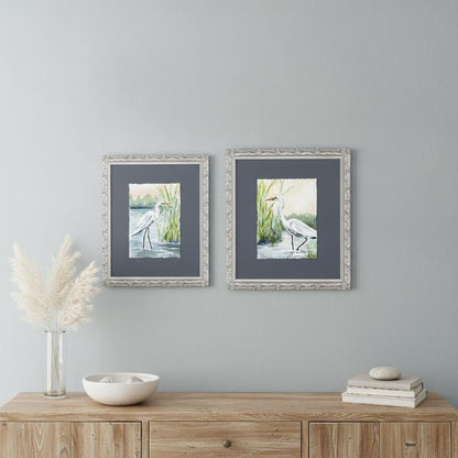 Set Of Two Wading in Shallows Set of Set Gray Framed Wall Art HomeRoots