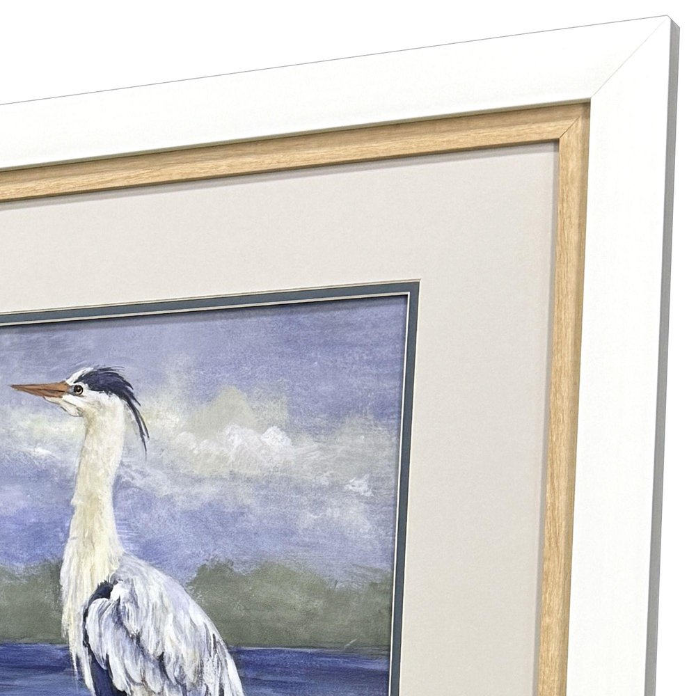 Set Of Two Heron by the Sea Set of Set White Framed Wall Art HomeRoots