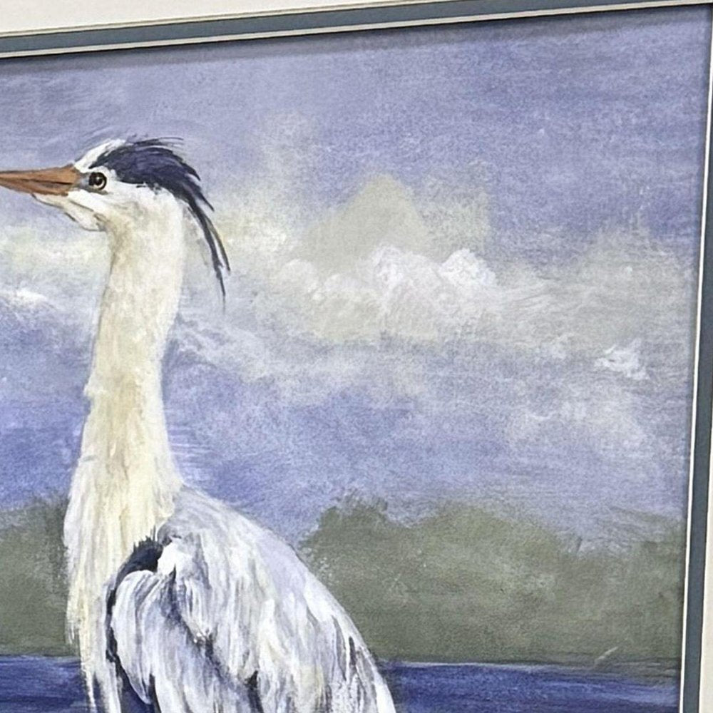 Set Of Two Heron by the Sea Set of Set White Framed Wall Art HomeRoots