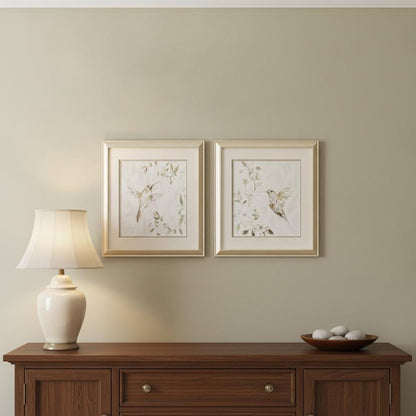 Set Of Two Hummingbird Song Set of Set Gold Framed Wall Art HomeRoots