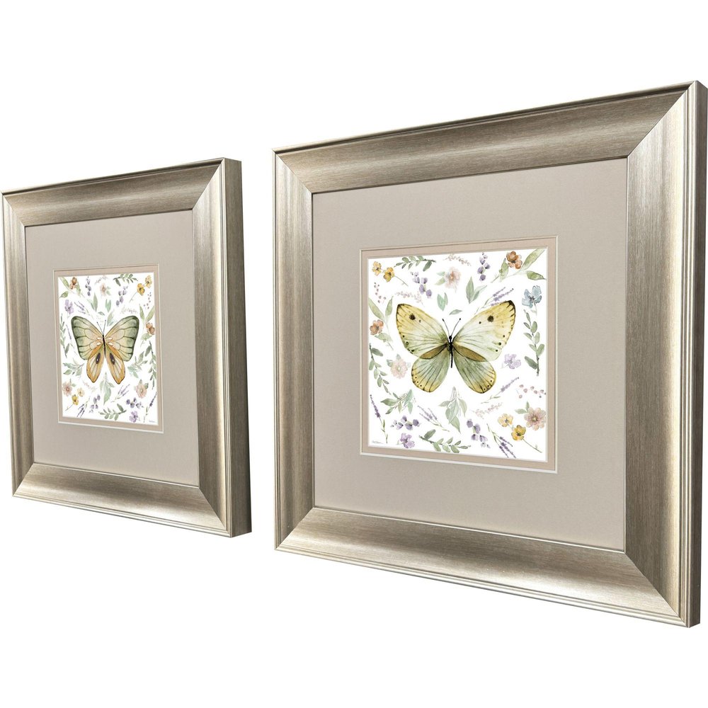 Set Of Two Organic Nature Set of Set Silver Framed Wall Art — view 2