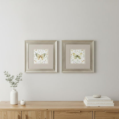 Set Of Two Organic Nature Set of Set Silver Framed Wall Art HomeRoots