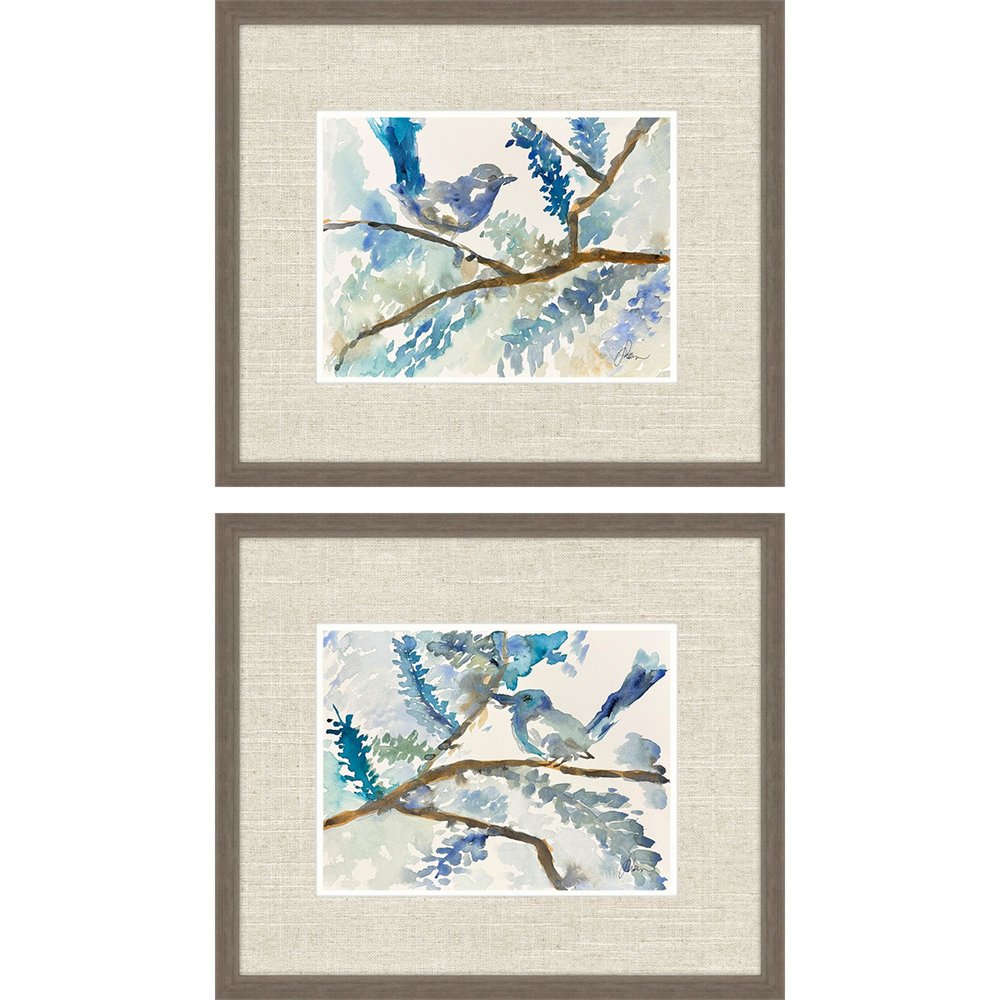 Set Of Two Here Birdie Birdie Set of Set Brown Framed Wall Art — view 1