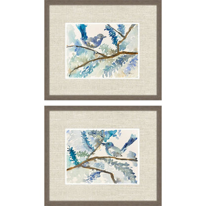 Set Of Two Here Birdie Birdie Set of Set Brown Framed Wall Art