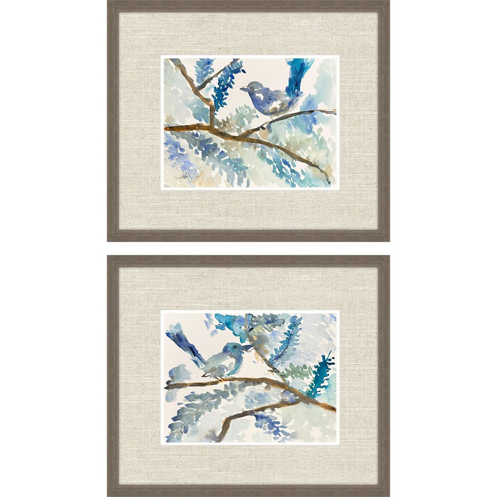 Set Of Two Here Birdie Birdie Set of Set Brown Framed Wall Art