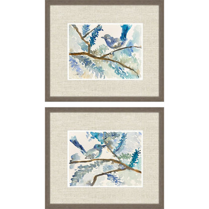 Set Of Two Here Birdie Birdie Set of Set Brown Framed Wall Art