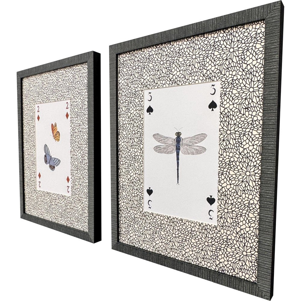 Set Of Two Nature's Hand I Set of Set Distressed Black Framed Wall Art — view 2