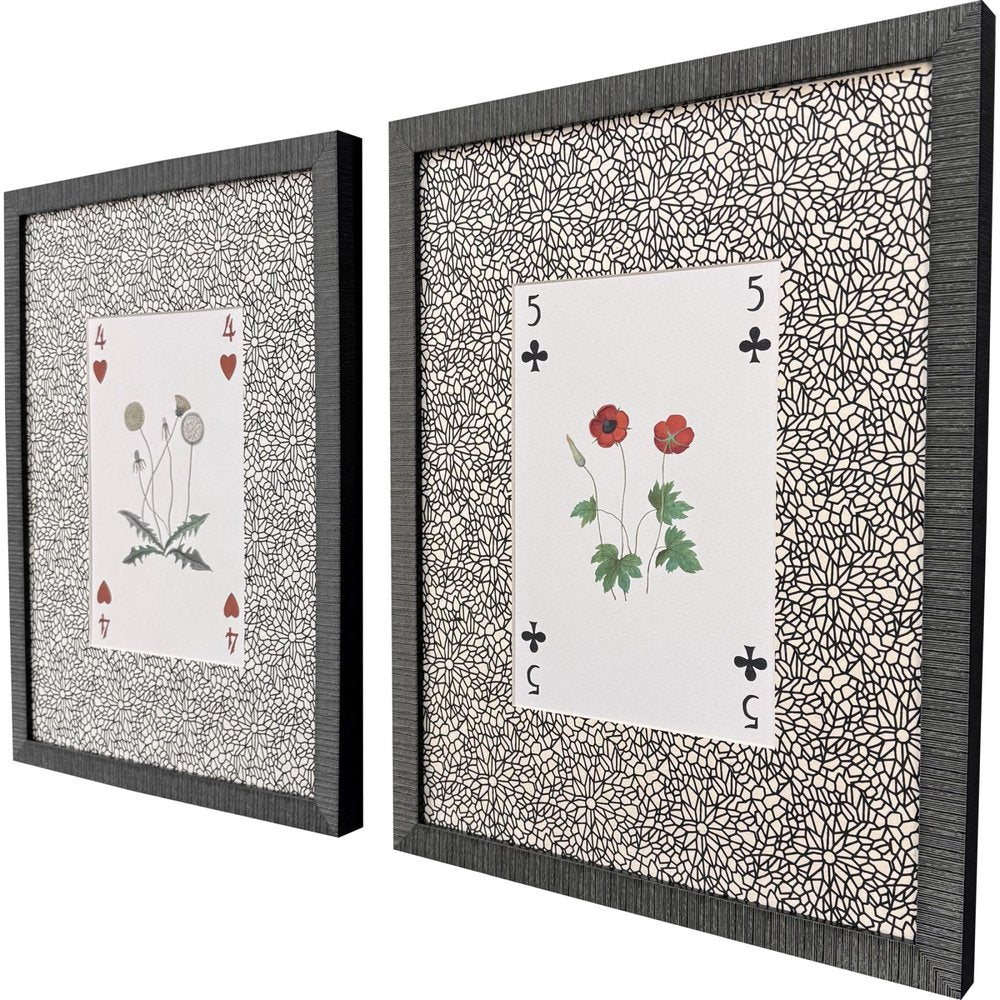Set Of Two Nature's Hand II Set of Set Distressed Black Framed Wall Art HomeRoots