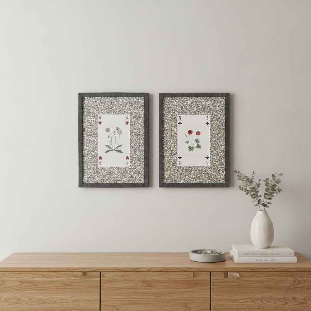 Set Of Two Nature's Hand II Set of Set Distressed Black Framed Wall Art — view 1