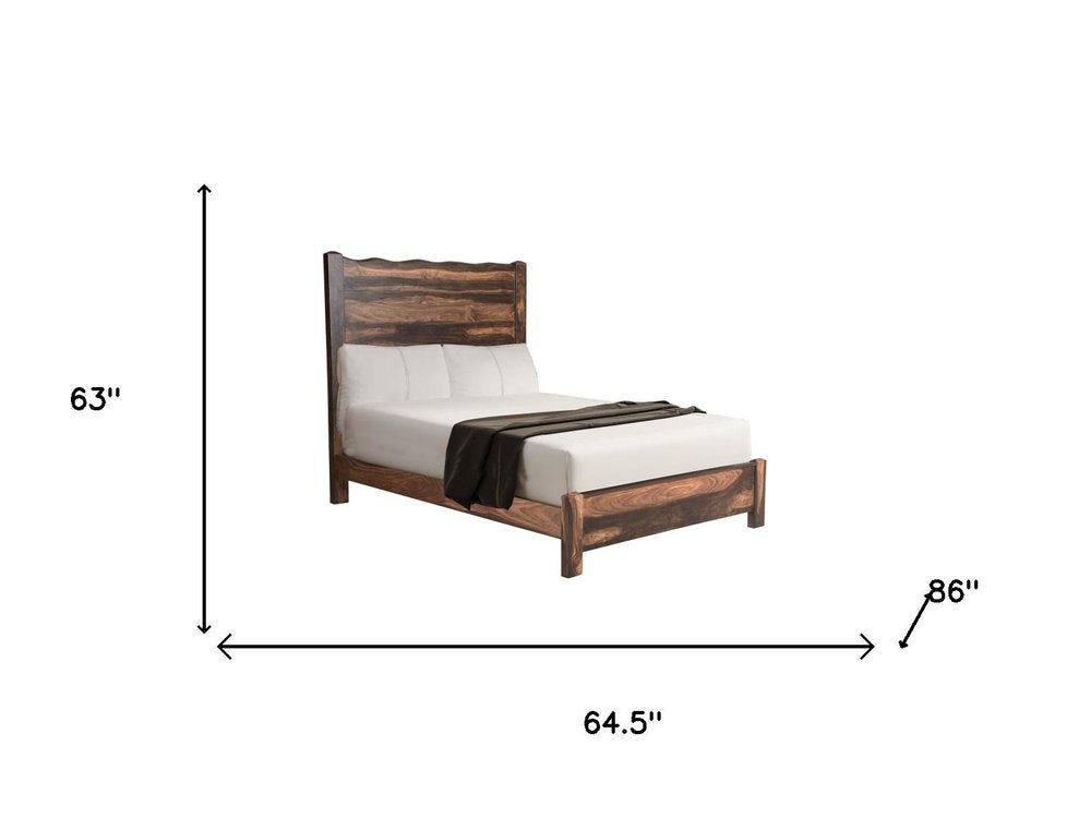 Five Piec Dark Brown Solid Wood Bedroom Set With Mirror — view 5