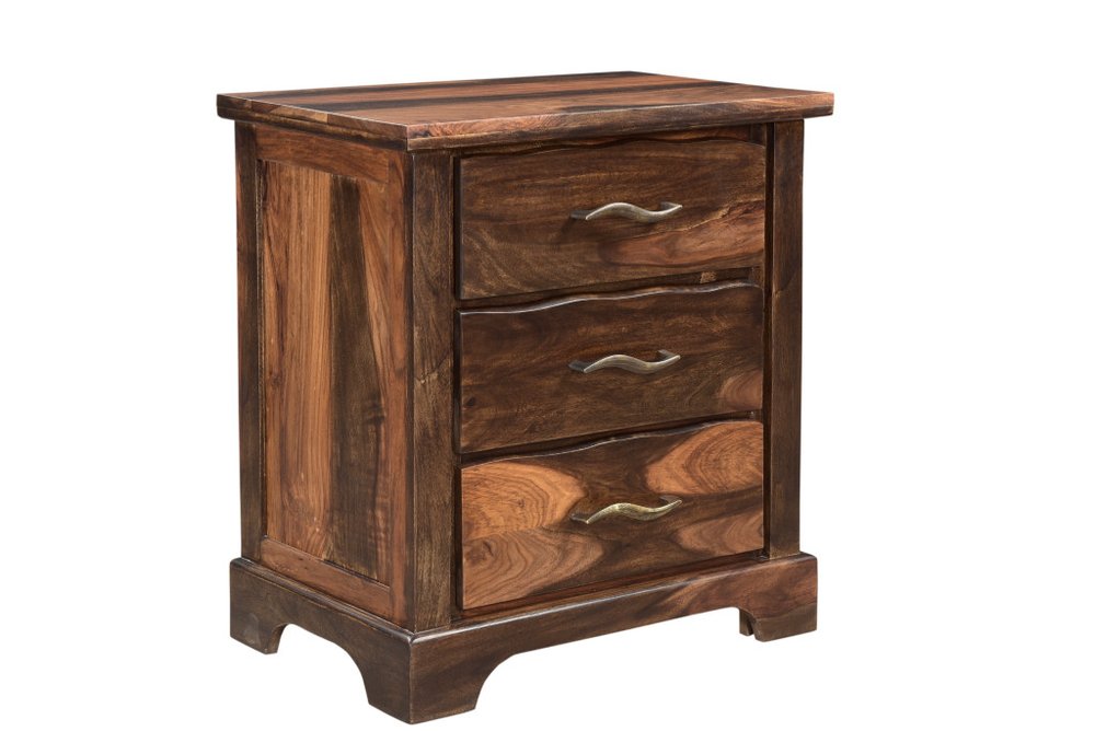 Five Piec Dark Brown Solid Wood Bedroom Set With Mirror — view 2