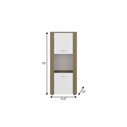 53" Beige Wood One Tier Bookcase with One Door HomeRoots