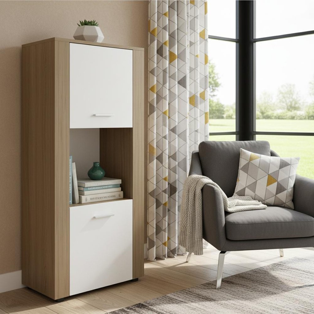 53" Beige Wood One Tier Bookcase with One Door — view 5