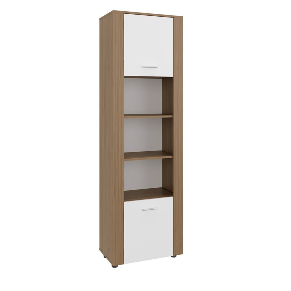 73" Beige Wood One Tier Bookcase with One Door HomeRoots