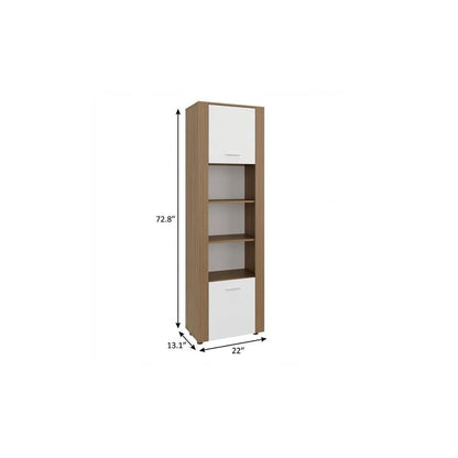 73" Beige Wood One Tier Bookcase with One Door HomeRoots
