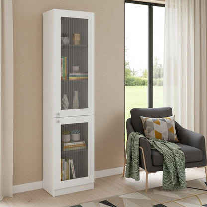 71" White Wood One Tier Bookcase with One Door HomeRoots