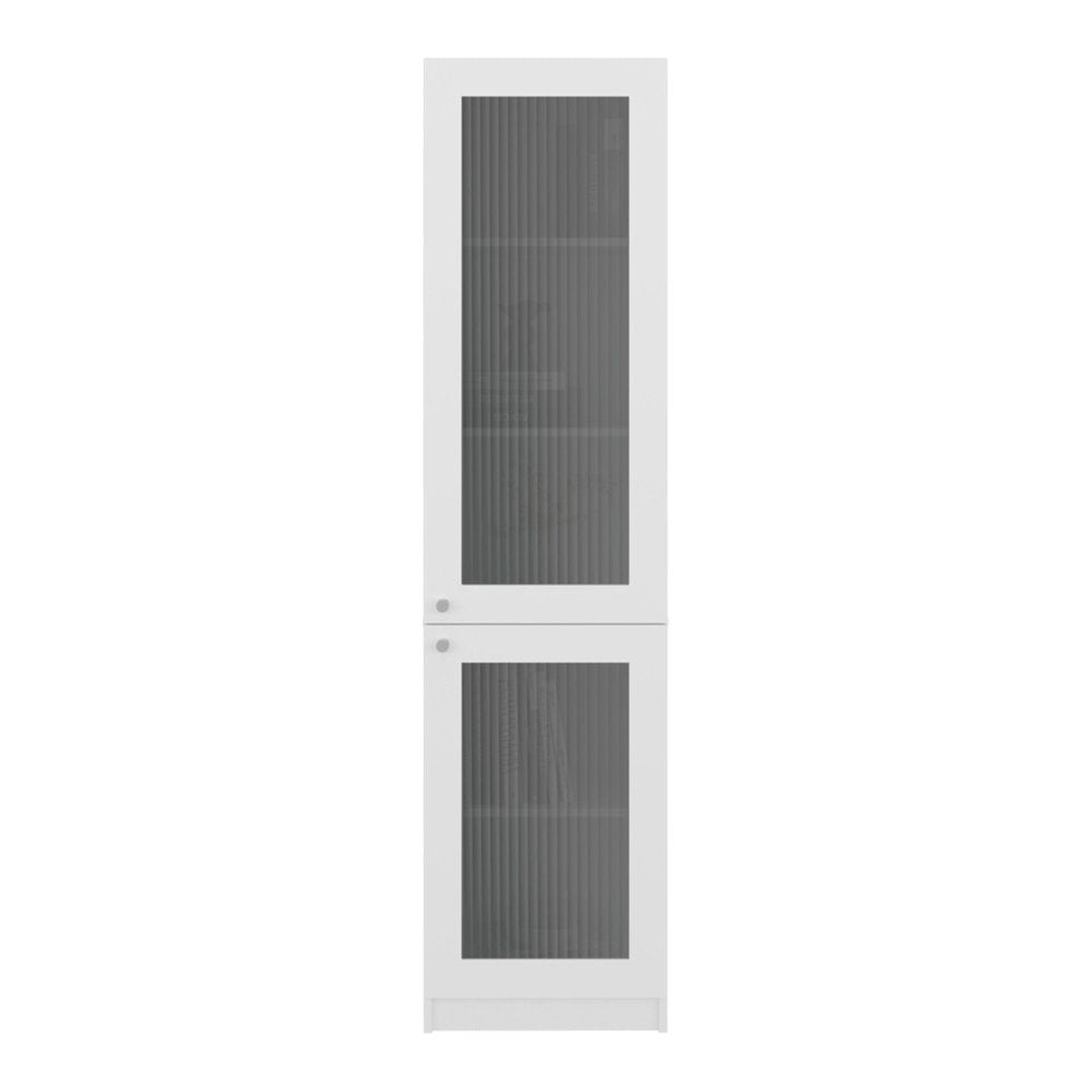 71" White Wood One Tier Bookcase with One Door — view 2