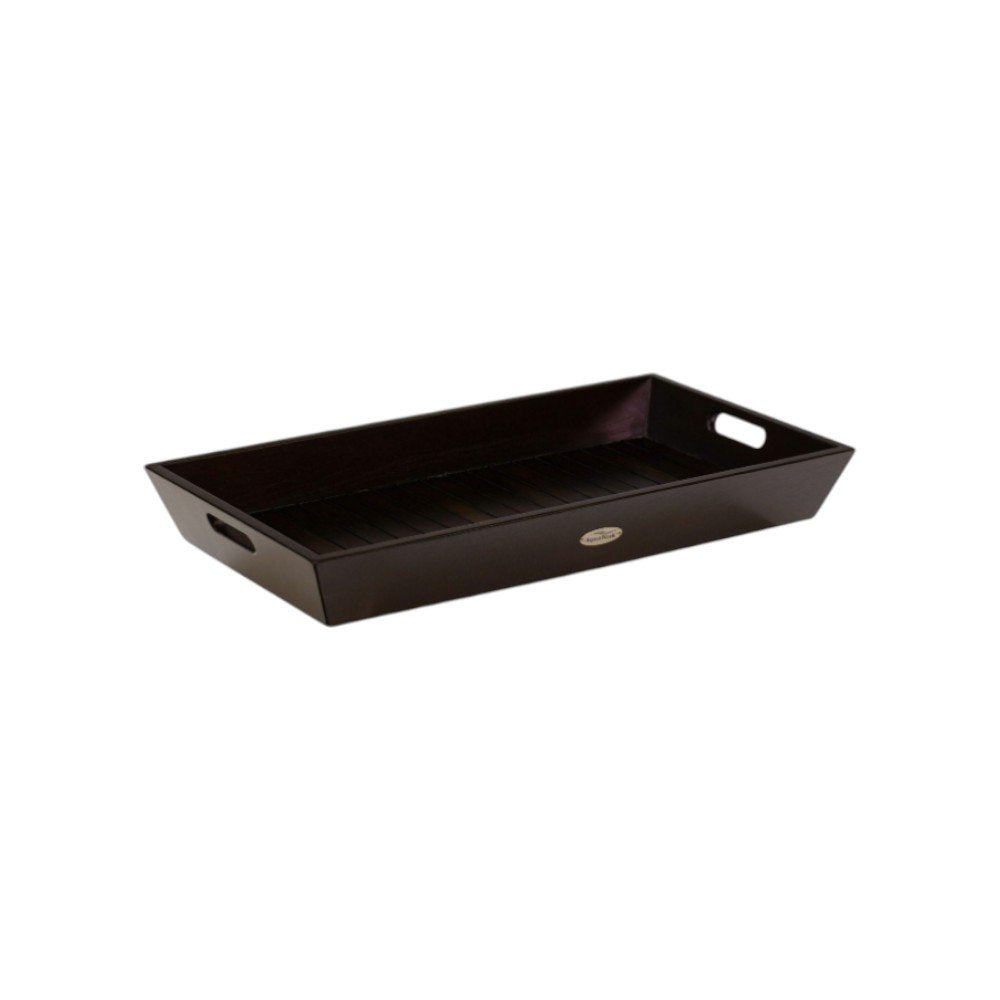 26" Black Solid Wood Handmade Serving Tray With Handles — view 2
