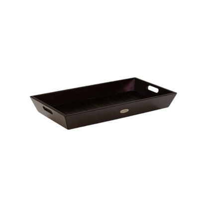 26" Black Solid Wood Handmade Serving Tray With Handles HomeRoots