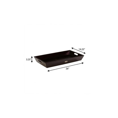 26" Black Solid Wood Handmade Serving Tray With Handles