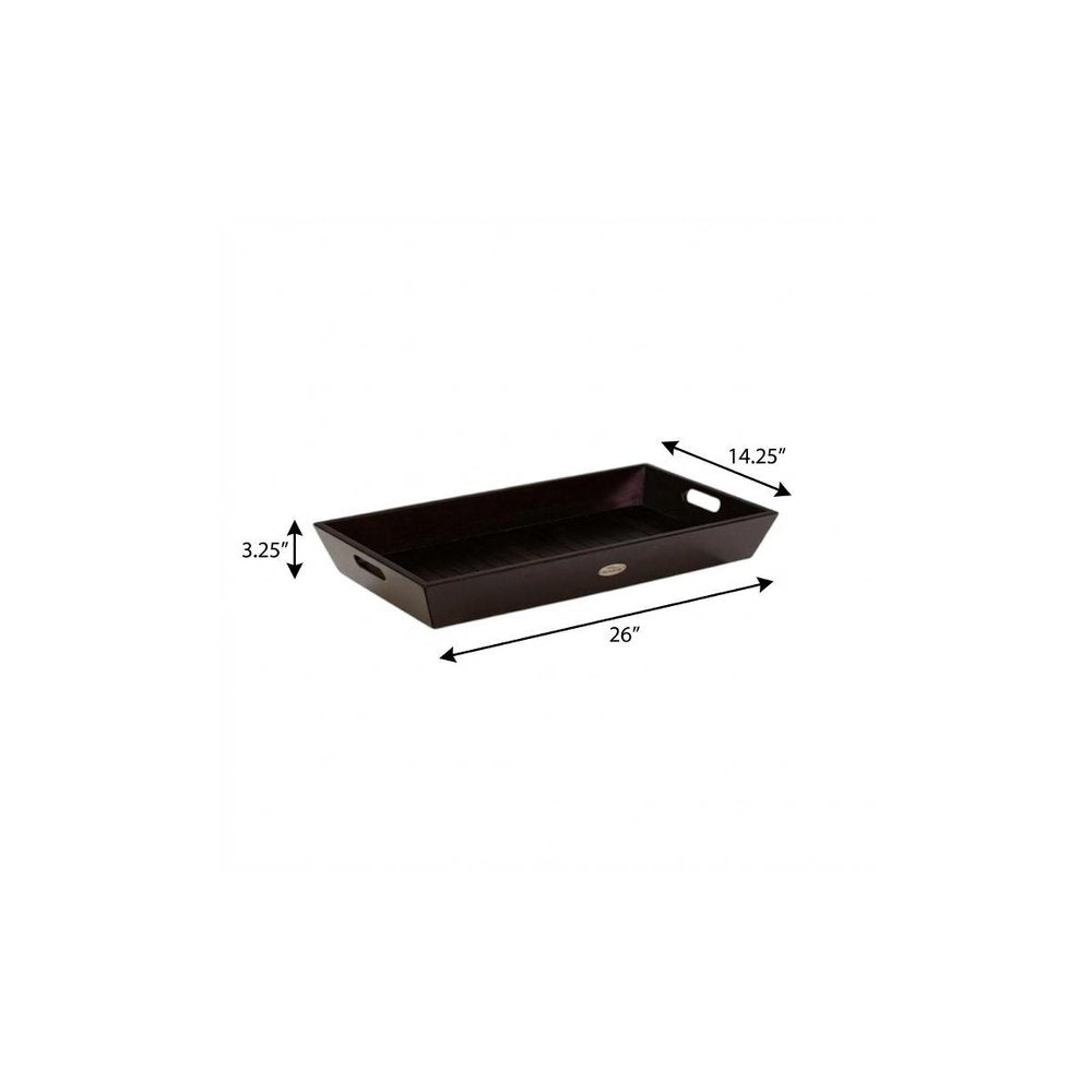 26" Black Solid Wood Handmade Serving Tray With Handles — view 6
