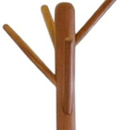 67" Brown Solid Wood Ten Hook Freestanding Coat Rack HomeRoots