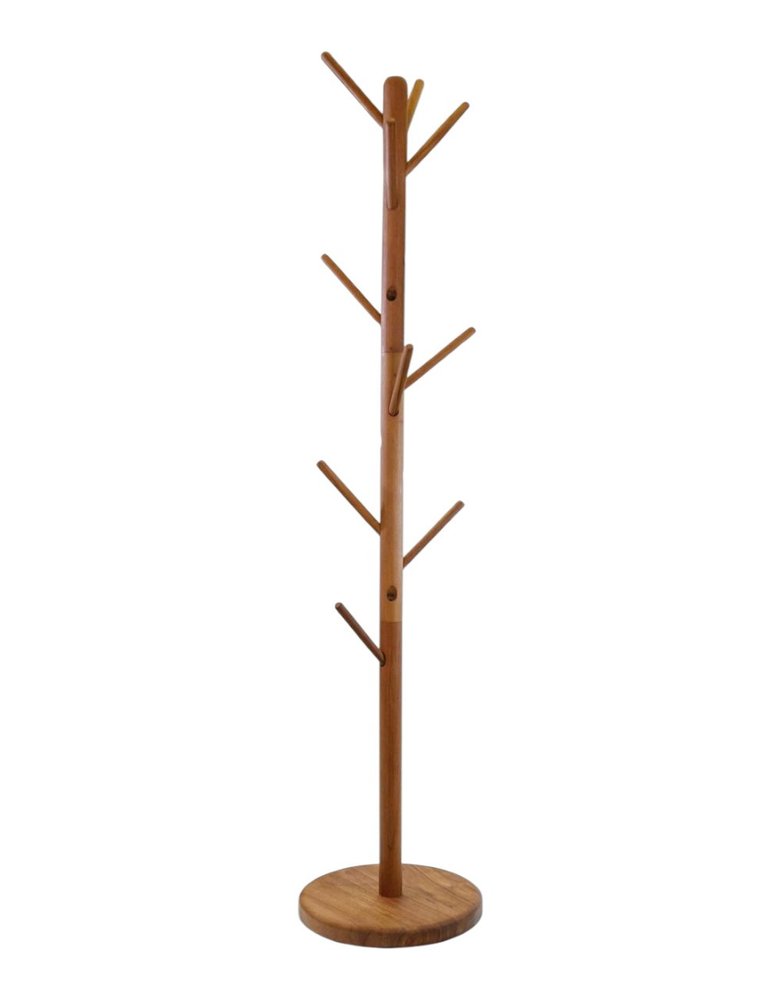 67" Brown Solid Wood Ten Hook Freestanding Coat Rack HomeRoots