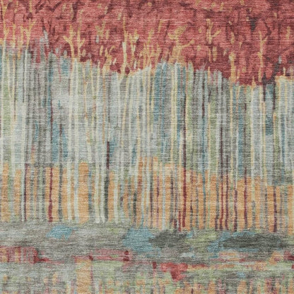 5' X 8' Coral And Sage Abstract Washable Indoor Outdoor Area Rug HomeRoots