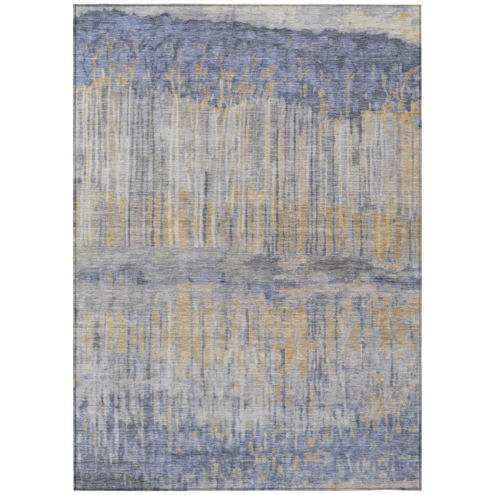 5' X 8' Denim Blue And Blue Abstract Washable Indoor Outdoor Area Rug HomeRoots