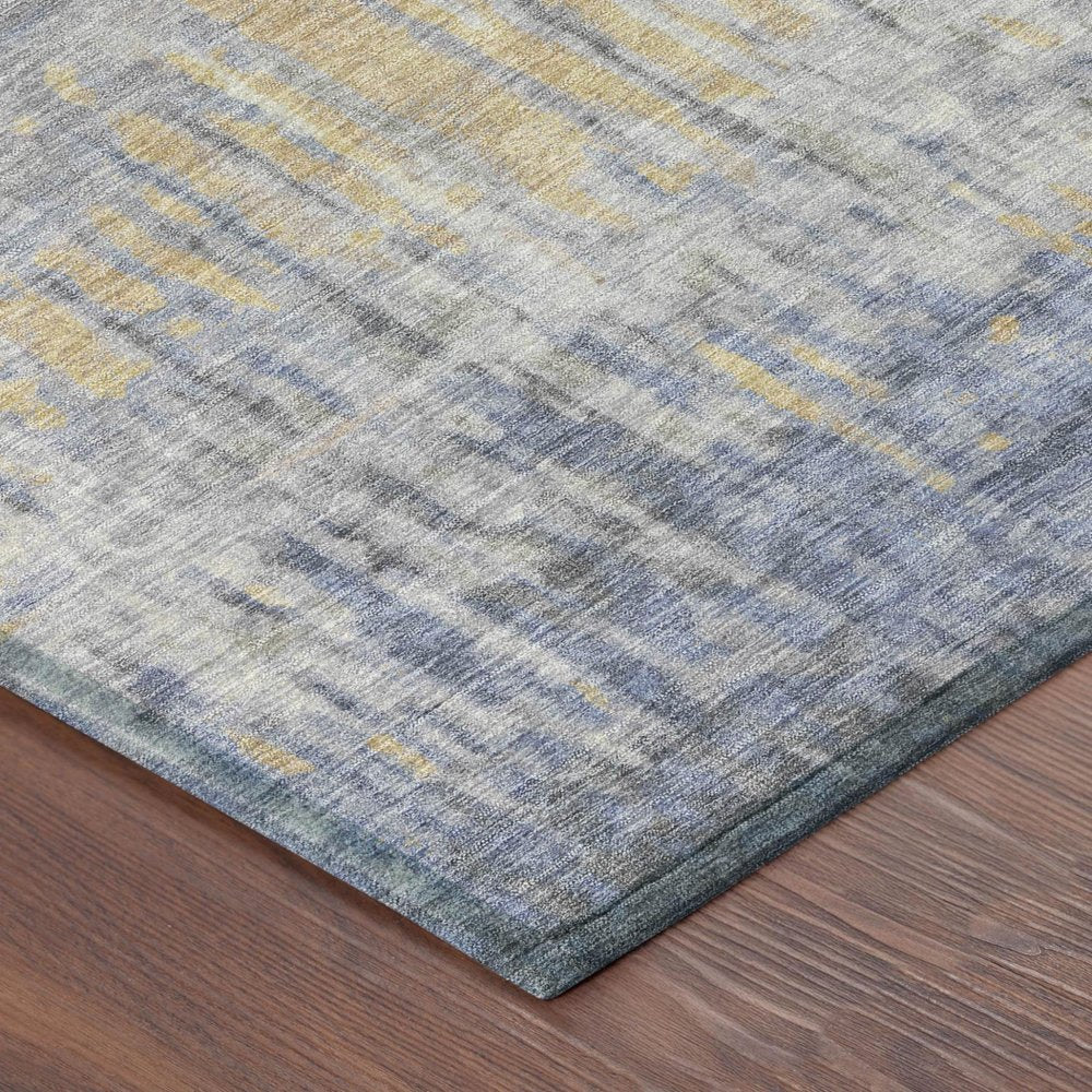5' X 8' Denim Blue And Blue Abstract Washable Indoor Outdoor Area Rug HomeRoots
