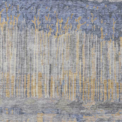 5' X 8' Denim Blue And Blue Abstract Washable Indoor Outdoor Area Rug HomeRoots
