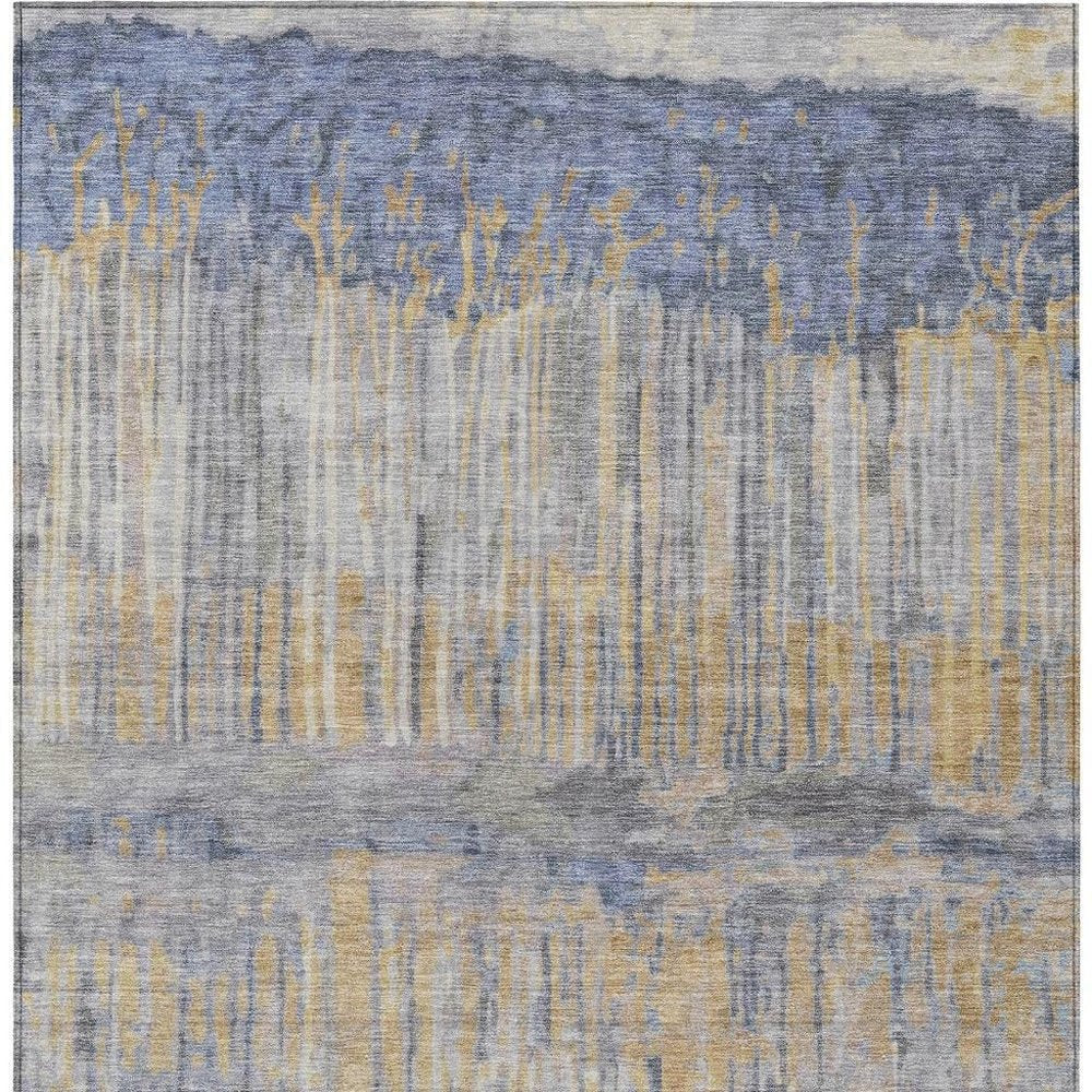 5' X 8' Denim Blue And Blue Abstract Washable Indoor Outdoor Area Rug HomeRoots