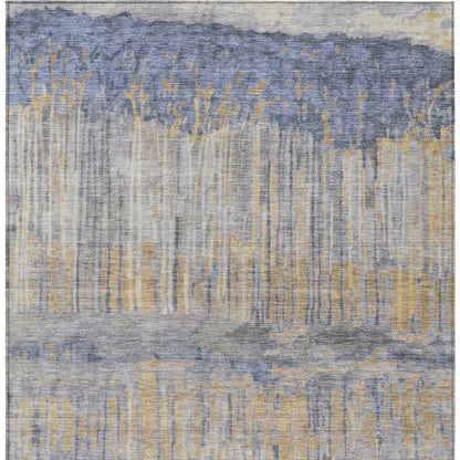 5' X 8' Denim Blue And Blue Abstract Washable Indoor Outdoor Area Rug HomeRoots