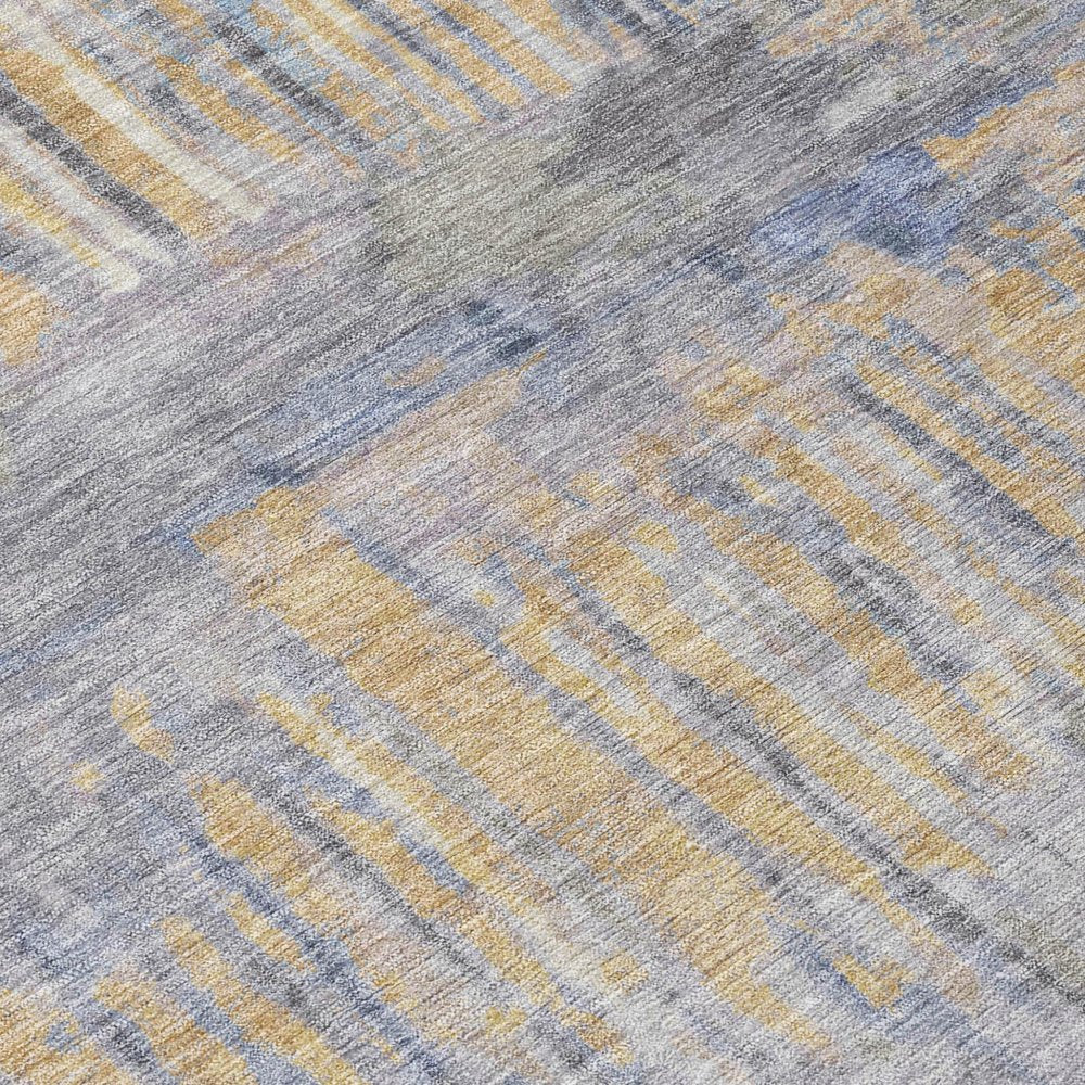 5' X 8' Denim Blue And Blue Abstract Washable Indoor Outdoor Area Rug HomeRoots
