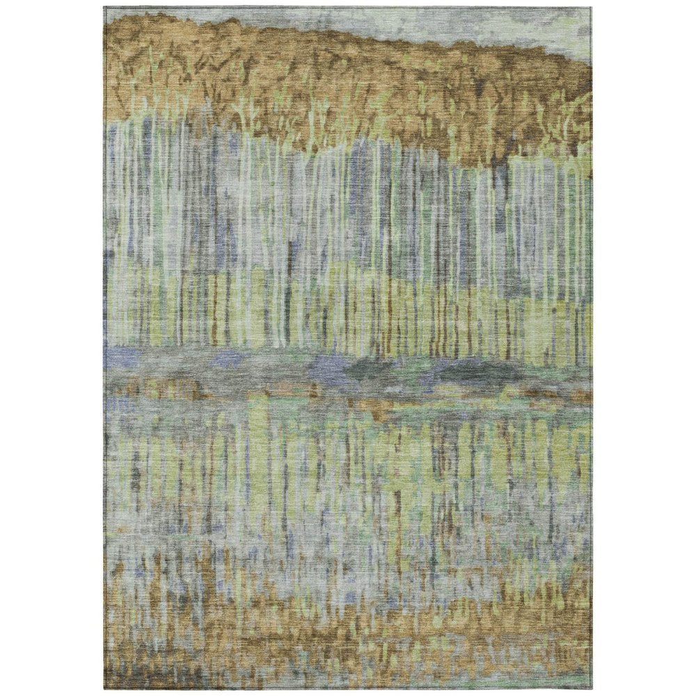 5' X 8' Khaki And Taupe Abstract Washable Indoor Outdoor Area Rug HomeRoots