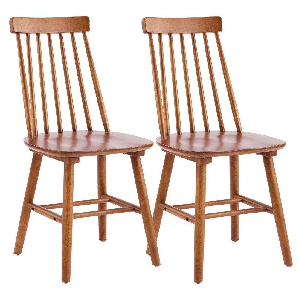 Set of Two Walnut Solid Wood Windsor Back Dining Side Chairs — view 1