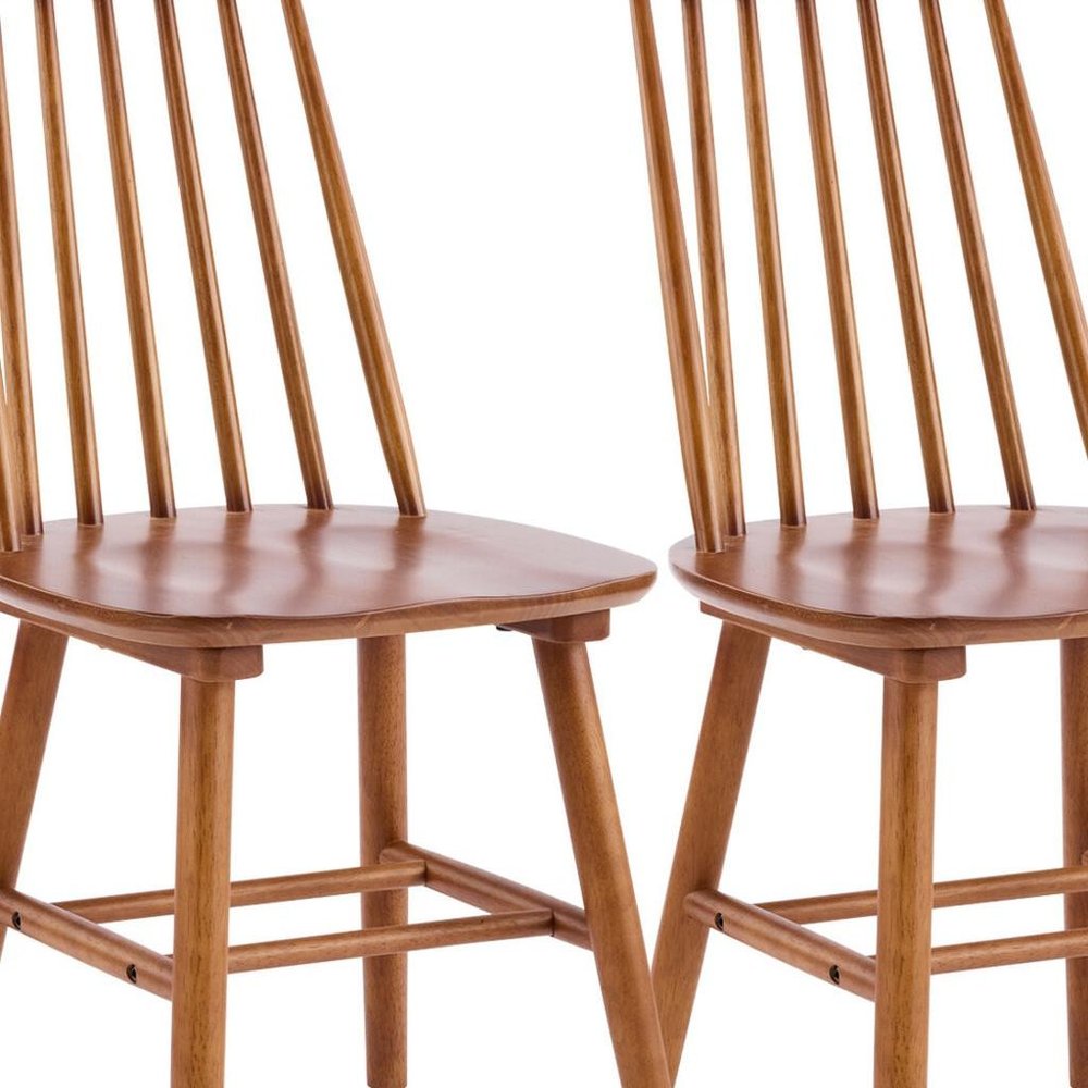 Set of Two Walnut Solid Wood Windsor Back Dining Side Chairs — view 6
