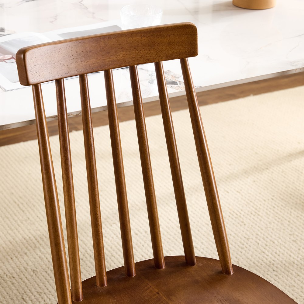 Set of Two Walnut Solid Wood Windsor Back Dining Side Chairs — view 2
